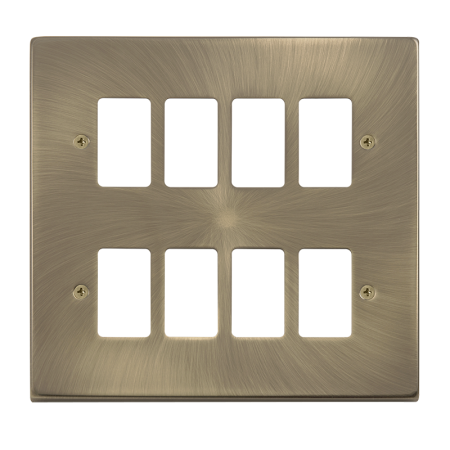 Click Deco Antique Brass 8 Gang Grid Pro Front Plate VPAB20508