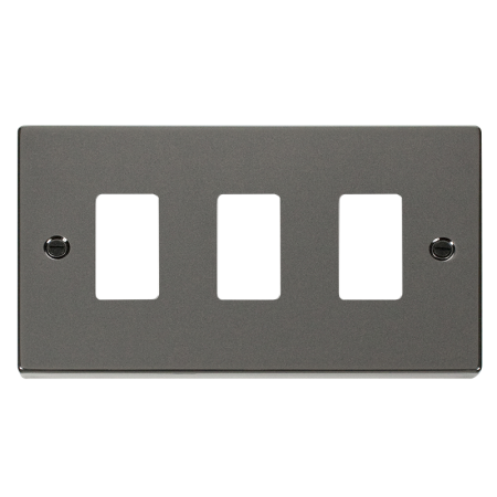 Click Deco Black Nickel 3?gang Grid Pro Front Plate?vpbn20403