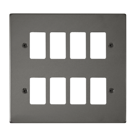 Click Deco Black Nickel 8?gang Grid Pro Front Plate?vpbn20508