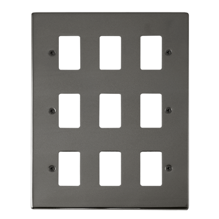 Click Deco Black Nickel 9?gang Grid Pro Front Plate?vpbn20509