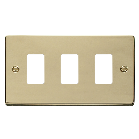 Click Deco Polished Brass 3?gang Grid Pro Front Plate?vpbr20403