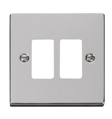 Click Deco Polished Chrome 2?gang Grid Pro Front Plate?vpch20402