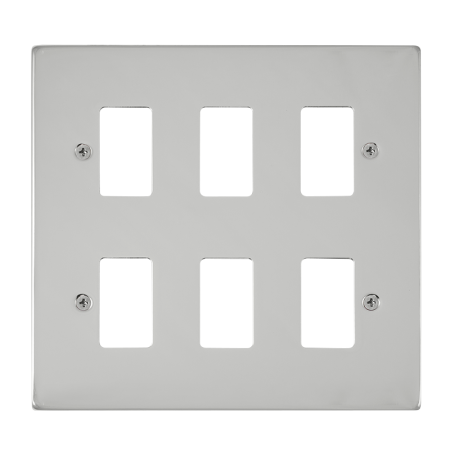 Click Deco Polished Chrome 6?gang Grid Pro Front Plate?vpch20506