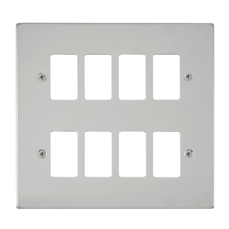 Click Deco Polished Chrome 8?gang Grid Pro Front Plate?vpch20508