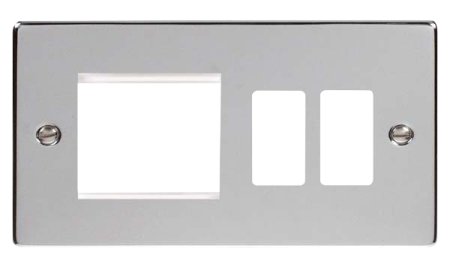 Click Deco Polished Chrome New Media - Grid Pro Combi Plate Vpch31102