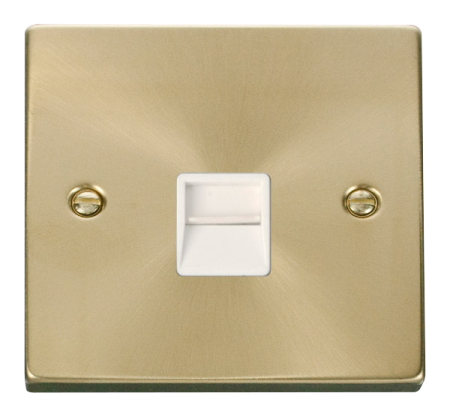 Click Deco Satin Brass Single Master Telephone?socket?vpsb120wh