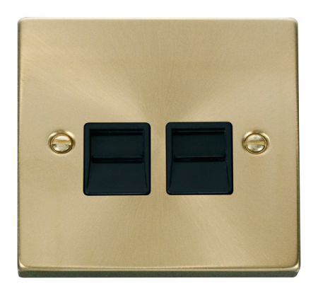 Click Deco Satin Brass Twin?master Telephone?socket?vpsb121bk
