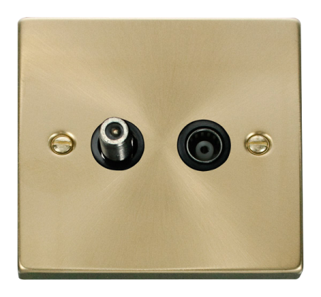 Click Deco Satin Brass Isolated Sat & Coaxial Socket?vpsb157bk