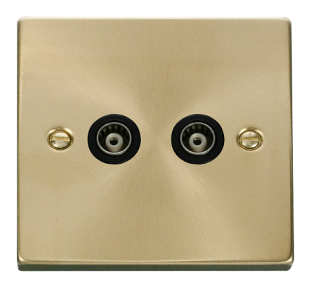 Click Deco Satin Brass Twin Isolated Coaxial Socket?vpsb159bk