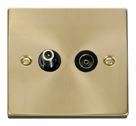 Click Deco Satin Brass Non-isolated Sat & Coax Socket Vpsb170bk