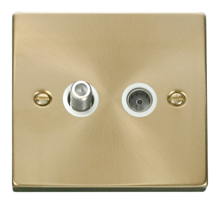 Click Deco Satin Brass Non-isolated Sat & Coax Socket Vpsb170wh