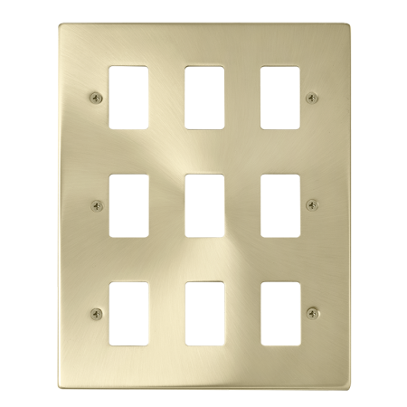 Click Deco Satin Brass 9?gang Grid Pro Front Plate?vpsb20509