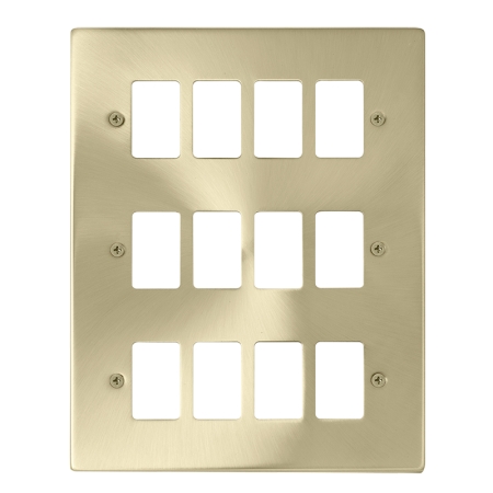 Click Deco Satin Brass 12?gang Grid Pro Front Plate?vpsb20512