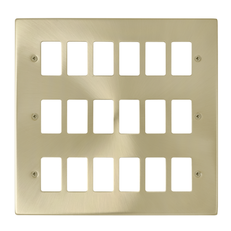 Click Deco Satin Brass 18?gang Grid Pro Front Plate?vpsb20518