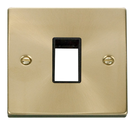 Click Deco Satin Brass 1 Gang Plate Single Aperture Vpsb401bk