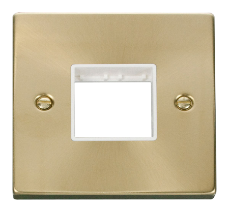 Click Deco Satin Brass 1 Gang Plate Twin Aperture Vpsb402wh