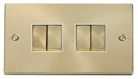 Click Deco Satin Brass 4 Gang 2 Way Ingot Switch Vpsb414wh