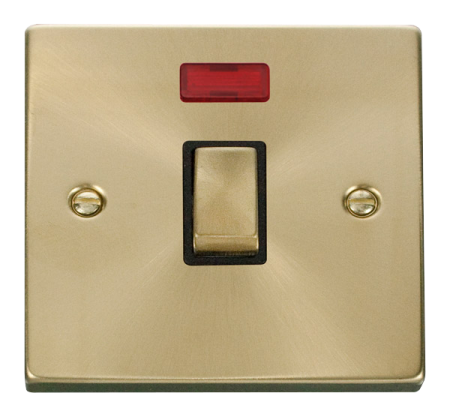 Click Deco Satin Brass 20a Double Pole Switch + Neon Vpsb723bk