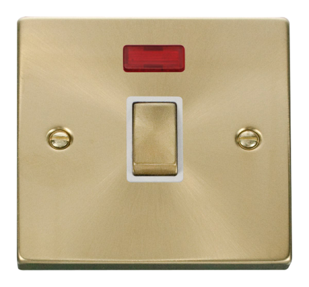 Click Deco Satin Brass 20a Double Pole Switch + Neon Vpsb723wh