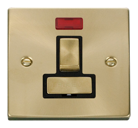 Click Deco Satin Brass Switched Fused Spur With Neon Vpsb752bk