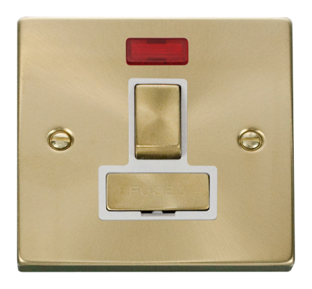 Click Deco Satin Brass Switched Fused Spur With Neon Vpsb752wh