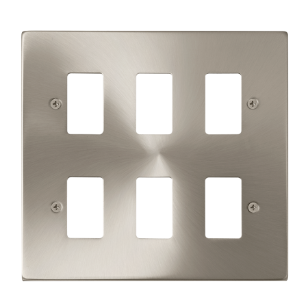 Click Deco Satin Chrome 6?gang Grid Pro Front Plate?vpsc20506