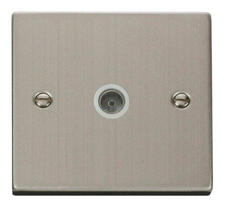 Click Deco Stainless Steel Single Coax Socket White Insert | Vpss065wh