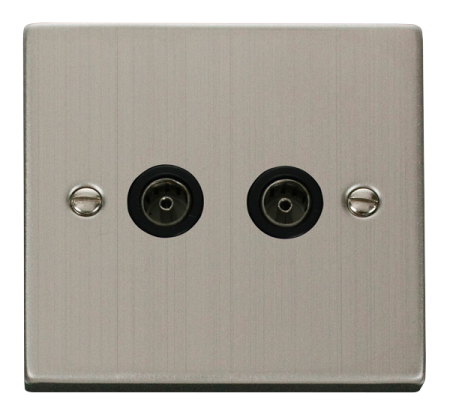 Click Deco Stainless Steel Twin Coax Socket Black Insert | Vpss066bk