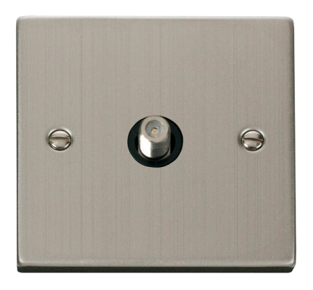 Click Deco Stainless Steel Single Satelite Socket Black Insert | Vpss156bk