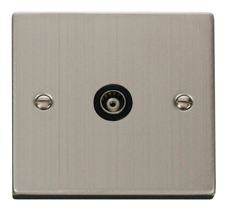 Click Deco Stainless Steel Single Isolated Coax Socket Black Insert | Vpss158bk