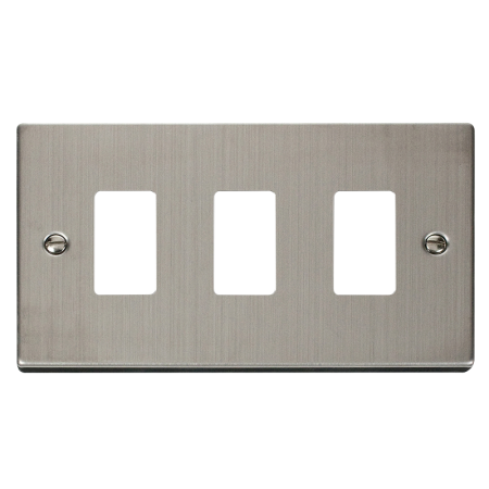 Click Deco Stainless Steel 3 Gang Grid Pro Front Plate VPSS20403