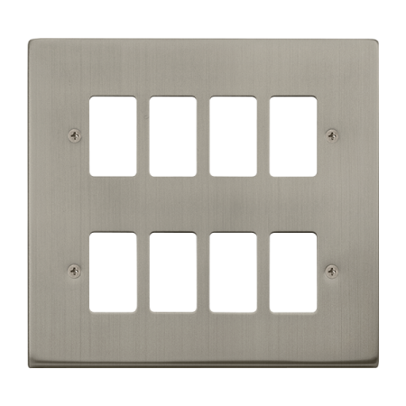 Click Deco Stainless Steel 8 Gang Grid Pro Front Plate VPSS20508