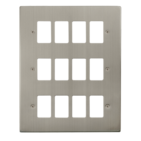 Click Deco Stainless Steel 12 Gang Grid Pro Front Plate VPSS20512