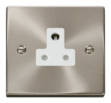Click Deco Ingot Satin Chrome 5A Round Pin Socket White Insert | VPSC038WH