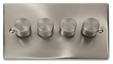 Click Deco Satin Chrome 4 Gang 2 Way 100W LED Dimmer Switch | VPSC164