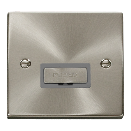Click Deco Ingot Satin Chrome Unswitched Fused Spur Grey Insert | VPSC750GY
