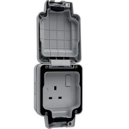 Hager Sollysta IP66 Single 13A Double Pole Switched Socket | WXPSS81