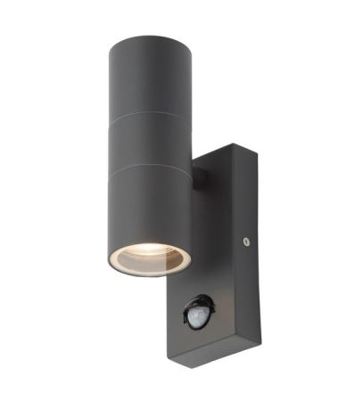 Zinc Leto PIR Up & Down IP44 Wall Light Anthracite | ZN-29179-ANTH