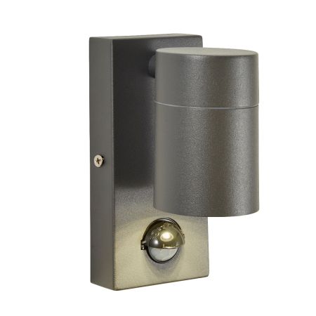 Zinc Leto Single Down IP44 Anthracite PIR Wall Light | ZN-37938-ANTH