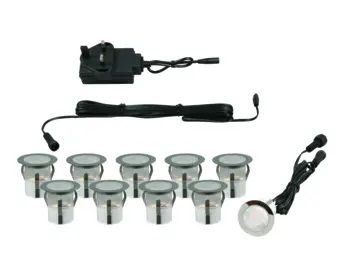 Forum Aubin 6W 30mm Stainless Steel x 10 Deck Light Kit Warm White | ZN-40063