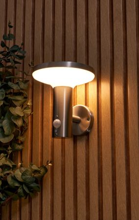 Forum Zink Solar Claire LED Solar Wall Light with PIR Sensor Stainless Steel | ZN-42048