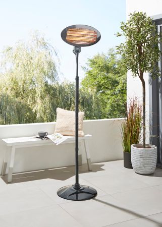 Forum Opal ZR-38156-BLK 2000W Floor Standing IP44 Outdoor Patio Heater Black