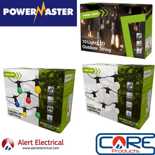PowerMaster Lighting LED IP44 Festoon String Lights now available at Alert Electrical