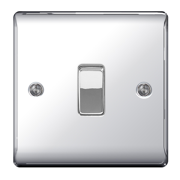 BG Nexus Metal Polished Chrome Single 1 Gang 2 Way Light Switch